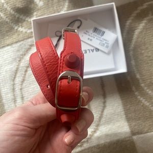 Balenciaga red leather wrap bracelet